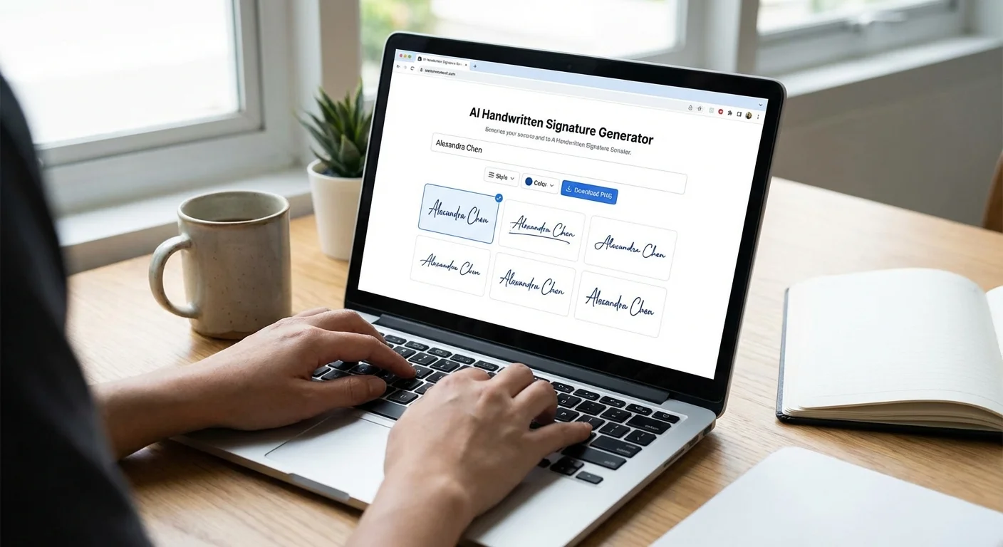 AI handwritten signature generator turning typed text into a realistic pen-style signature